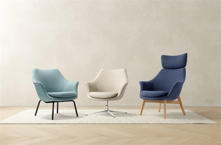 温和的面料搭配不同材质椅脚，Para令办公空间气质更灵动多样。